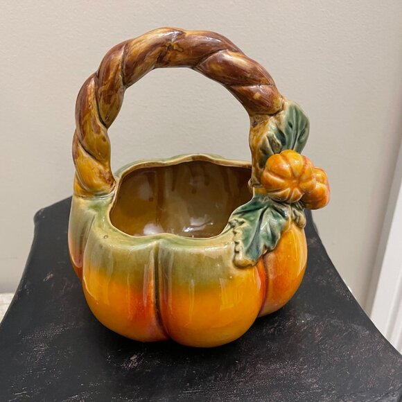 Pumpkin Ceramic Basket, EUC - Picture 7 of 7